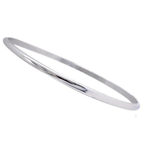 Charles Garnier Lek Slim Stackable Oval Silver Bangle Rhodium Finish