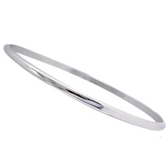 Charles Garnier Lek Slim Stackable Oval Silver Bangle Rhodium Finish