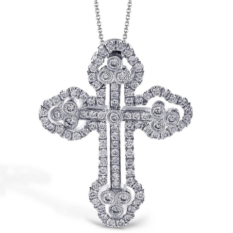 Simon G. Double Cross in a Cross Diamond Pendant Necklace 18K LP4075