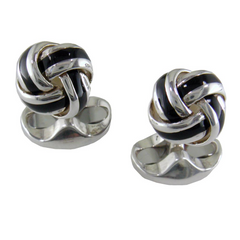 Deakin & Francis Black Enamel Sterling Silver Knot Cufflinks C0595S22