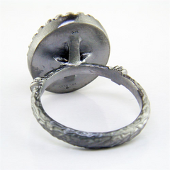 Armenta Kyanite & Quartz Old World Oxidized Silver Ring with Diamond Halo