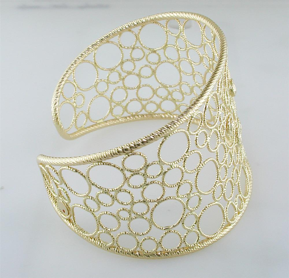 Roberto Coin Bollicine Diamond Cuff Bracelet 18K Yellow Gold