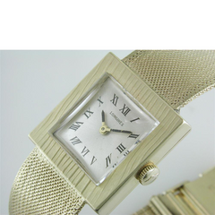 Vintage Estate Longines Square Men's 14K Yellow Gold Watch with Mesh Bracelet Box & Papers