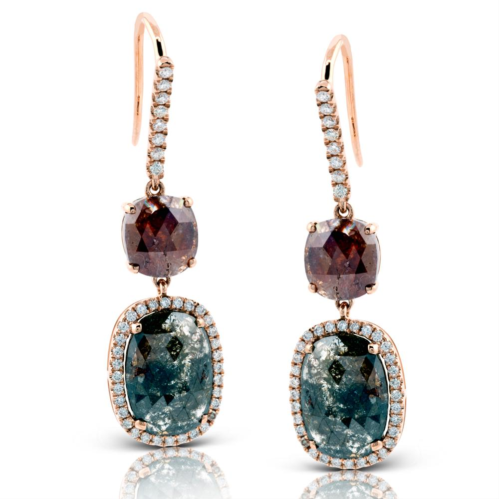 Simon G. Vintage Fancy Reddish-Brown Rose Cut Diamond Drop Earrings ME1715