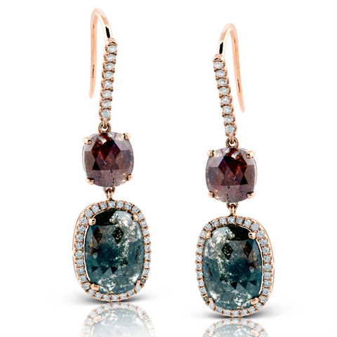 Simon G. Vintage Fancy Reddish-Brown Rose Cut Diamond Drop Earrings ME1715