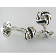 Deakin & Francis Black Enamel Sterling Silver Knot Cufflinks C0595S22