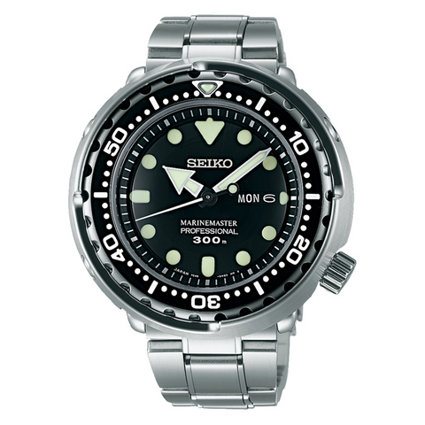 Seiko Prospex Marine Master Quartz Professional Black Stainless Steel Watch SBBN031