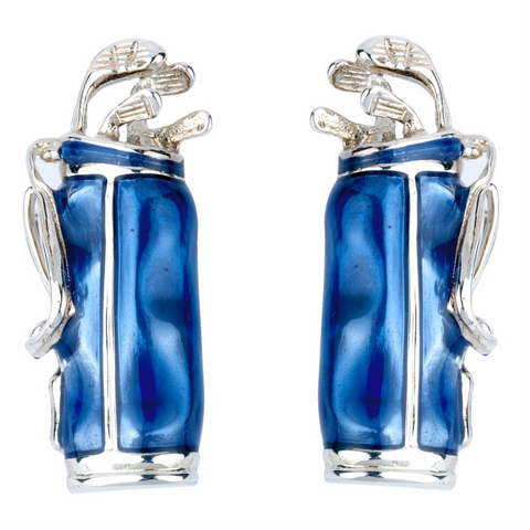 Deakin & Francis Blue Enamel Golf Club Bag Silver Cufflinks