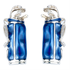 Deakin & Francis Blue Enamel Golf Club Bag Silver Cufflinks