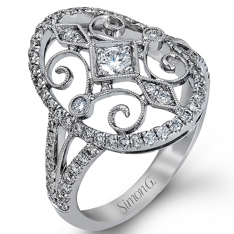 Simon G. Diamond Vintage Dutchess Right Hand Oval Diamond Ring TR471