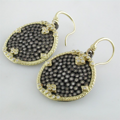 Armenta Ombre Disc Earrings with Pav Set Champagne Diamonds in Sterling Silver & 18K Yellow Gold
