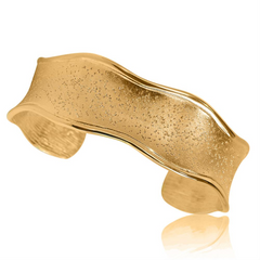 Charles Garnier Silver Yellow Gold Plated "Crystal" Cuff Scalloped Bracelet CXC108Y