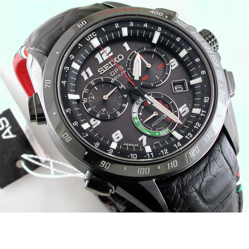Seiko Astron Giugiaro Limited Edition 2015 GPS Solar Black Titanium Ceramic Tri-Color Watch 44.6mm SSE037