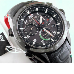 Seiko Astron Giugiaro Limited Edition 2015 GPS Solar Black Titanium Ceramic Tri-Color Watch 44.6mm SSE037