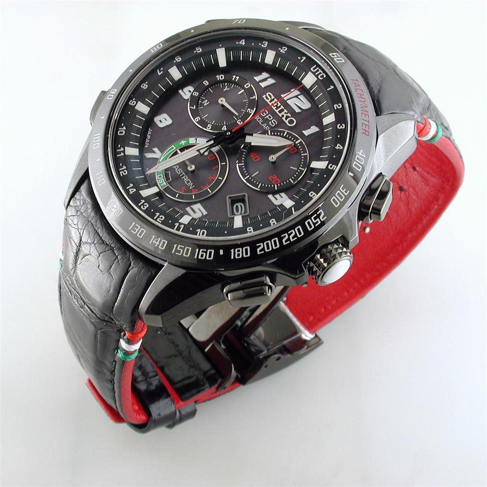 Seiko Astron Giugiaro Limited Edition 2015 GPS Solar Black Titanium Ceramic Tri-Color Watch 44.6mm SSE037