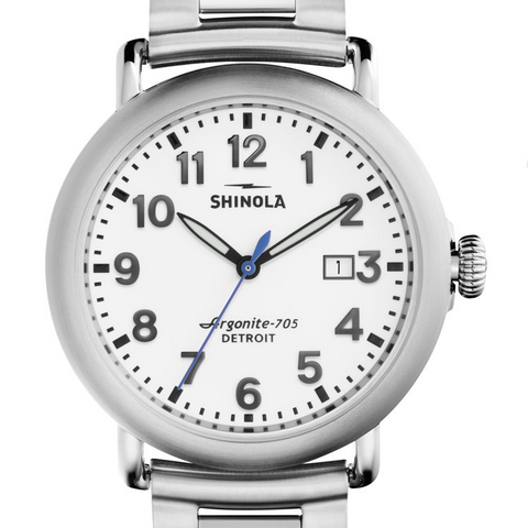 Shinola 41mm Runwell White Dial Stainless Steel Bracelet Watch 20001110
