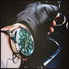 Shinola Runwell Chronograph Green Dial Brown Leather 47mm Men's Watch S0110000050