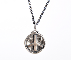 Erica Molinari Dove and Peace Sign Silver Charm Pendant Necklace