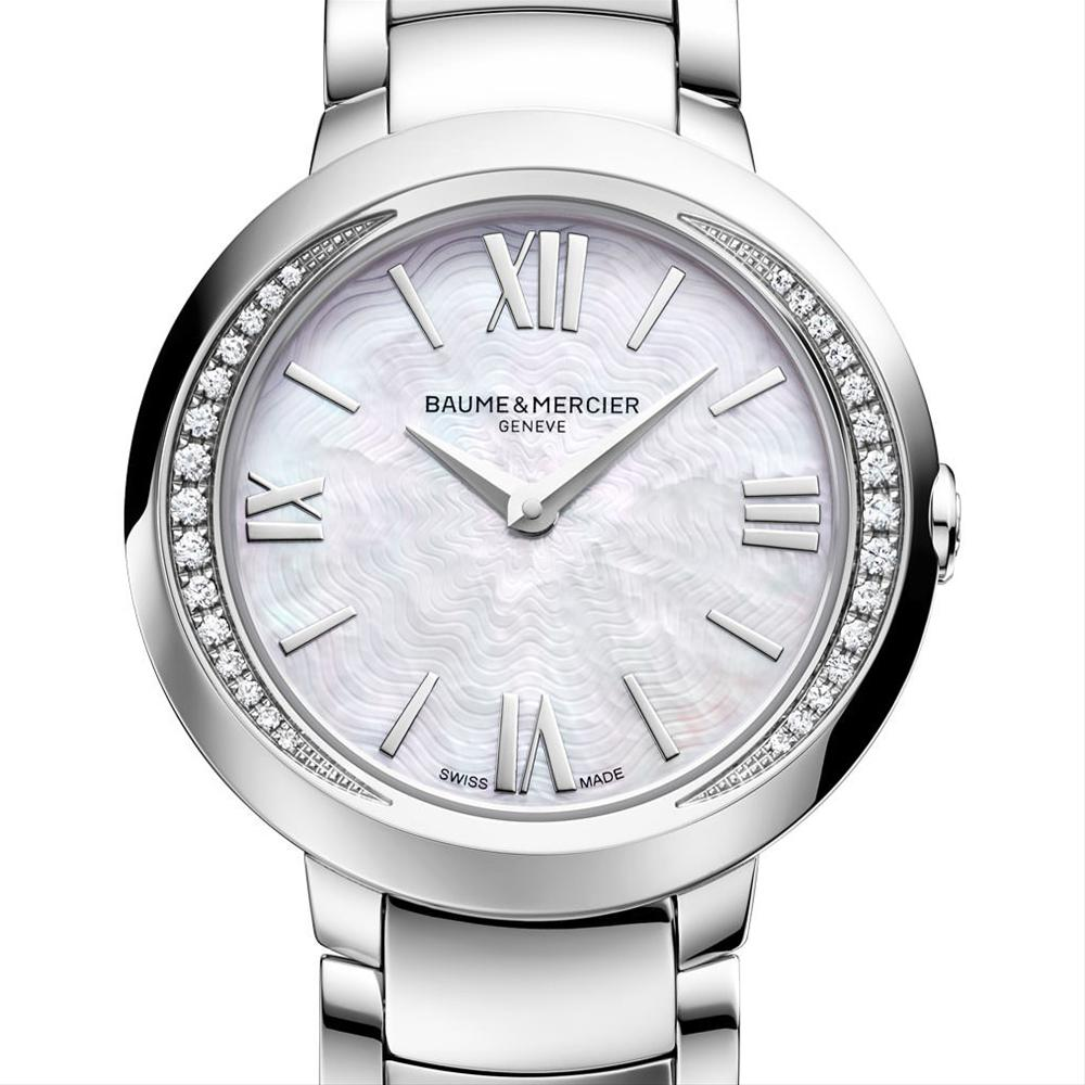 Baume & Mercier Promesse Diamond Bezel Ladies Steel Quartz Watch 30mm 10160
