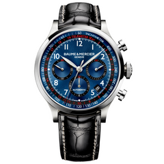 Baume & Mercier Capeland Automatic Chronograph Blue Leather 44mm Watch 10065