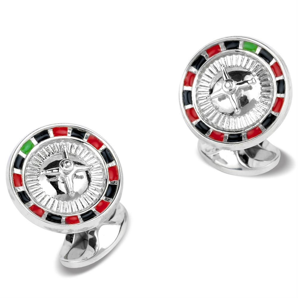 Deakin & Francis Silver Casino Roulette Wheel Cufflinks C1637S072213