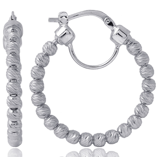 Charles Gariner 25mm Bead Hoop Earrings in Sterling Silver
