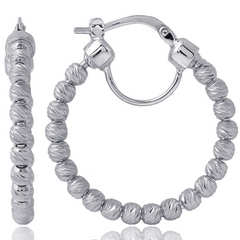 Charles Gariner 25mm Bead Hoop Earrings in Sterling Silver