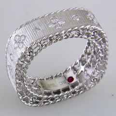 Roberto Coin White Gold Princess Diamond Fleur De Lis Square Ring