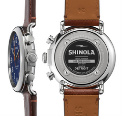Shinola 47mm Gents Runwell Royal Blue Dial Brown Leather Watch 10000047