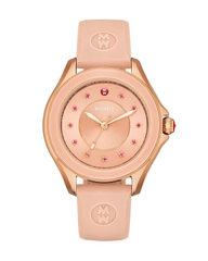 Michele Cape Topaz Rose Gold Tone Pink Sunray Dial Watch