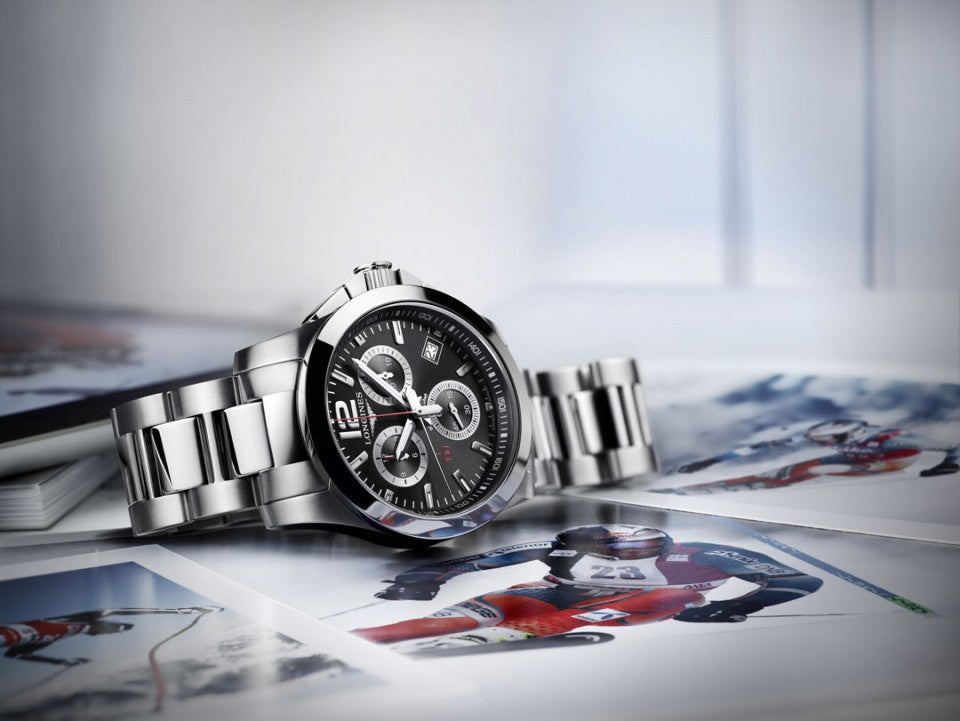 Longines Conquest Black Chronograph Stainless Steel Watch 41MM L37004566